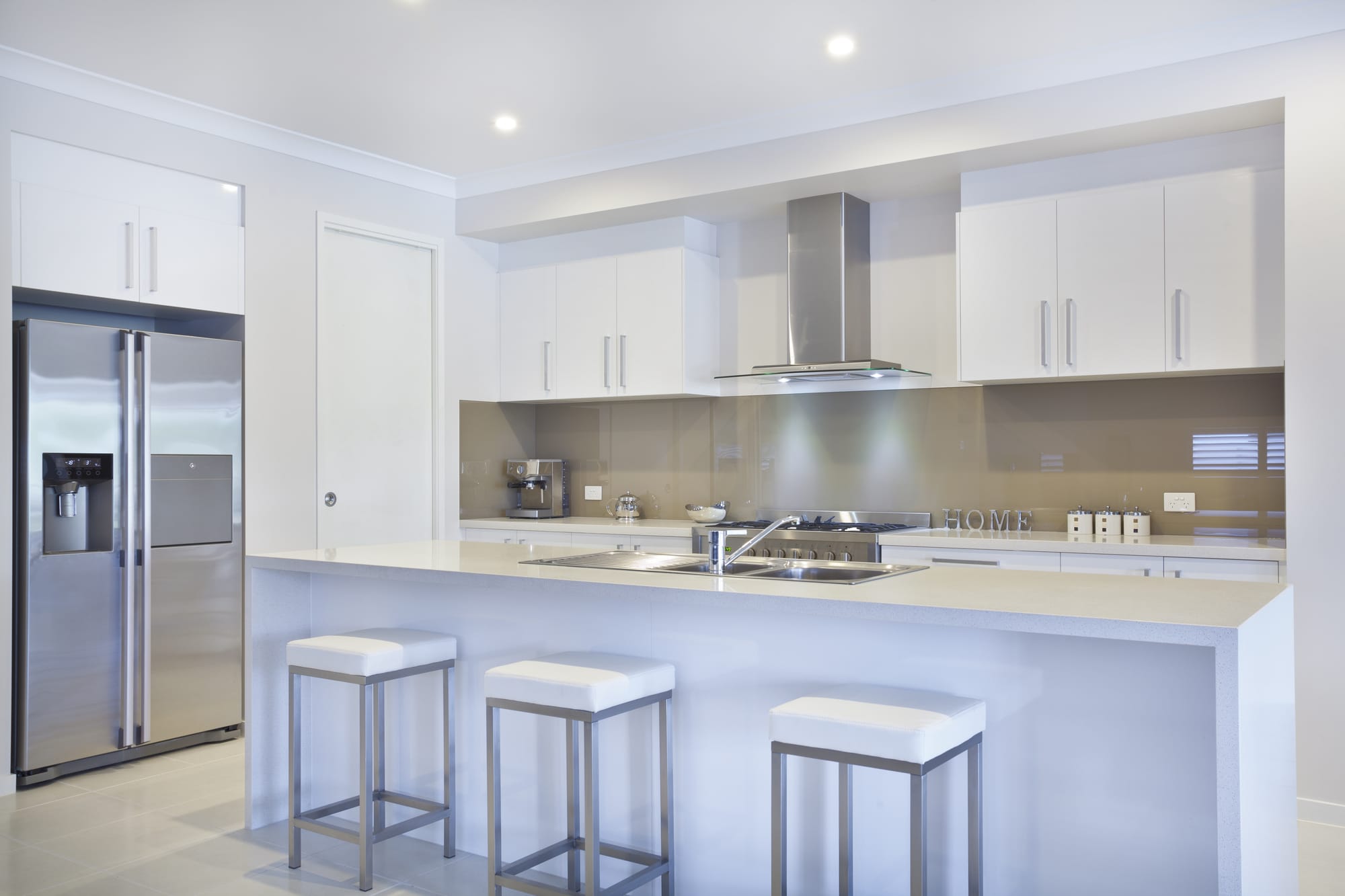 New modern kitchen with stainless steel appliances